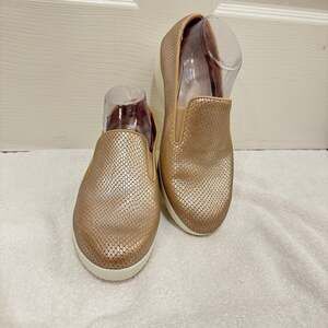 FitFlop Women's Superskate Leather Loafers Metallic Gold Sz.8